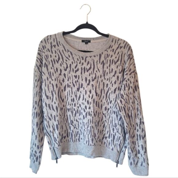 Rails Women's Marlo Grey Abstract Cheetah Side Zip Pullover Sweatshirt Size M - Picture 1 of 7